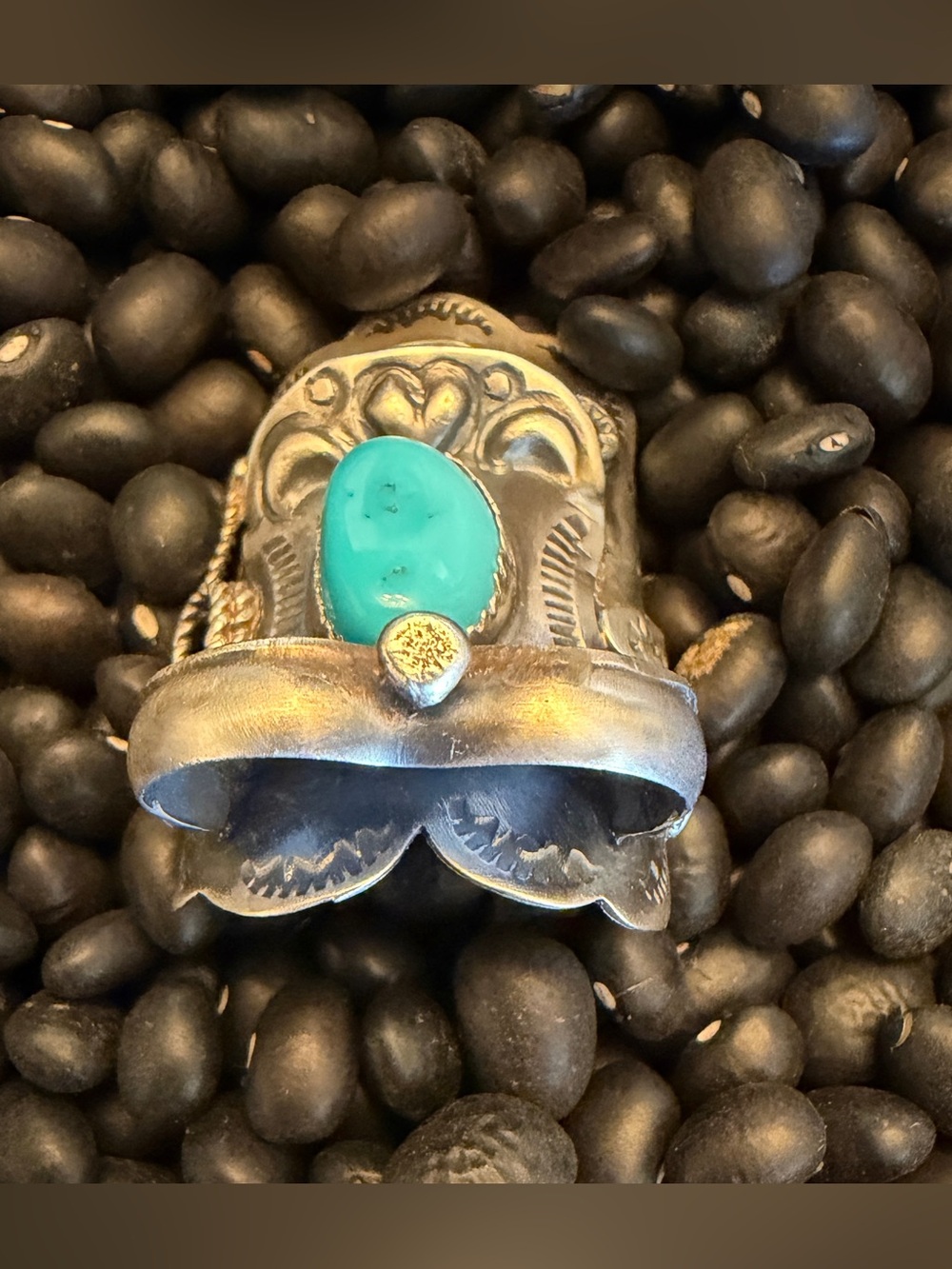 Tim Yazzie Sterling Silver Turquoise Statement Saddle Ring - Bright Blue - Picture 2 of 9